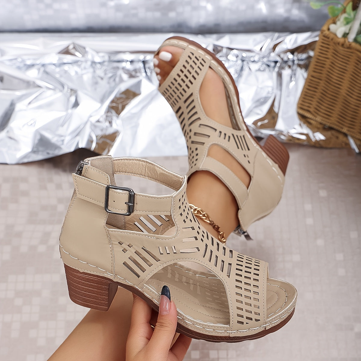 Juliette Collection | Women's Sandals with Block Heel & Artistic Cutouts | All-Day Comfort for Effortless Style 3