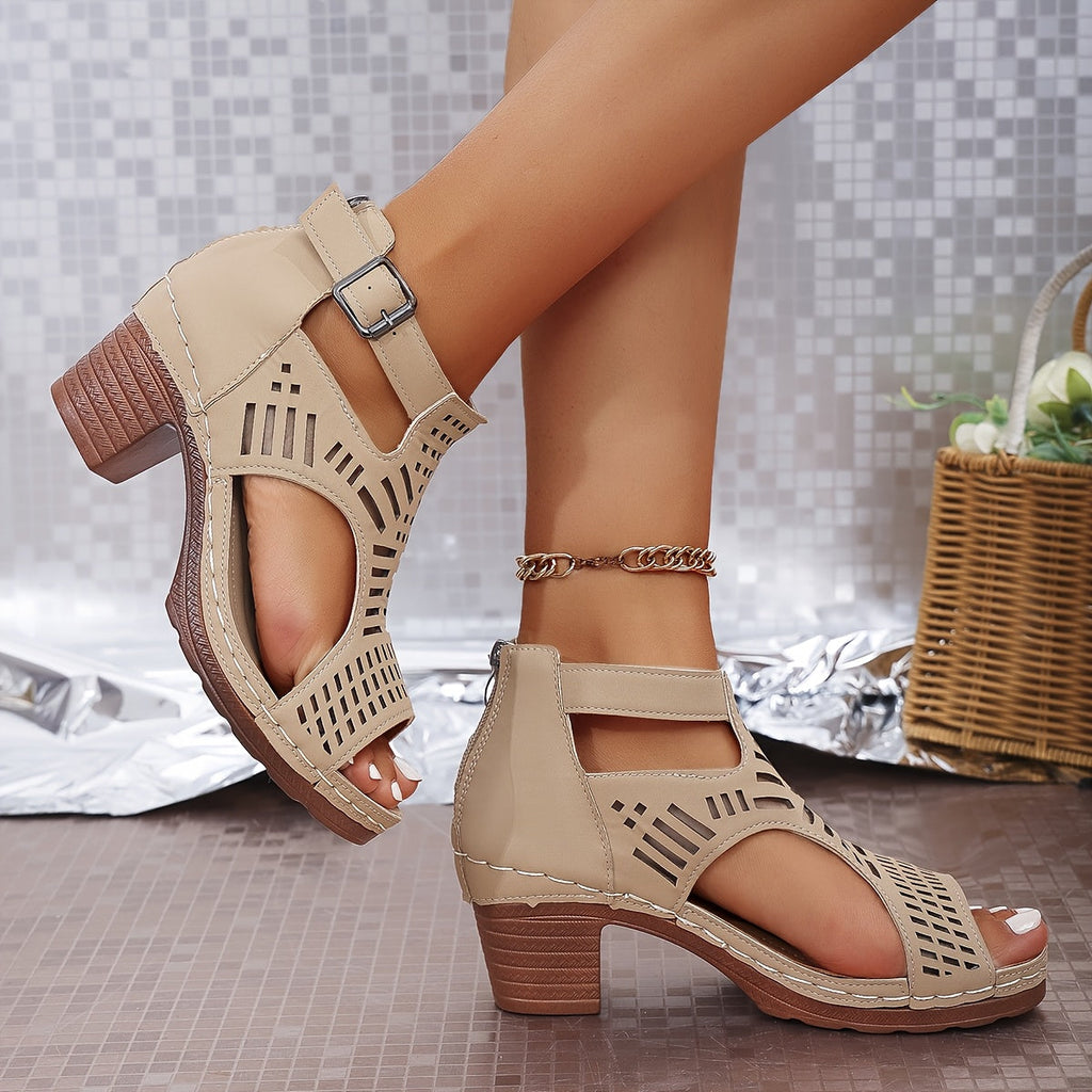 Juliette Collection | Women's Sandals with Block Heel & Artistic Cutouts | All-Day Comfort for Effortless Style 6