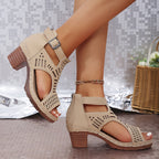 Juliette Collection | Women's Sandals with Block Heel & Artistic Cutouts | All-Day Comfort for Effortless Style 6