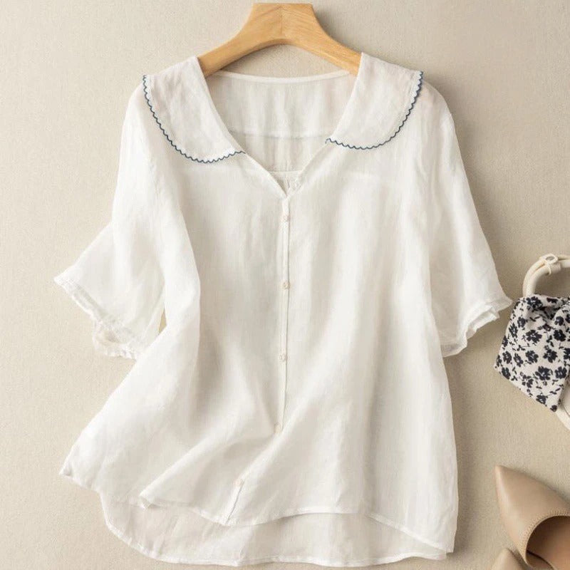 Kristi Collection | Women's Blouse with Scalloped Collar & Relaxed Fit | Effortless Style for Any Occasion 4