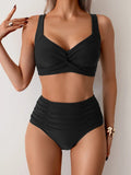 Lori Collection | High Waisted Bikini with Twisted Top | Tummy Control Swimwear for Elegant Comfort 0