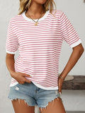 Mandy Collection | Striped Knit Top with Moderate Stretch | Comfortable Half Sleeve Design for Everyday Wear 0
