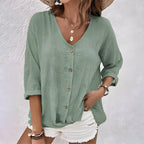 Marcia Collection | White Blouse for Women with Relaxed Fit & Soft V-Neckline | Stylish Summer Top for Everyday Wear 0