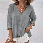 Marcia Collection | White Blouse for Women with Relaxed Fit & Soft V-Neckline | Stylish Summer Top for Everyday Wear 3