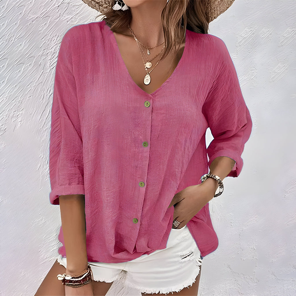 Marcia Collection | White Blouse for Women with Relaxed Fit & Soft V-Neckline | Stylish Summer Top for Everyday Wear 4