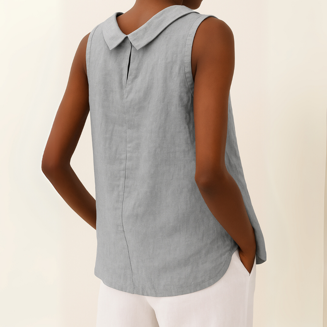 Maria Collection | Women's Tank Top with Flattering Rolled Collar | Effortless Summer Style 1