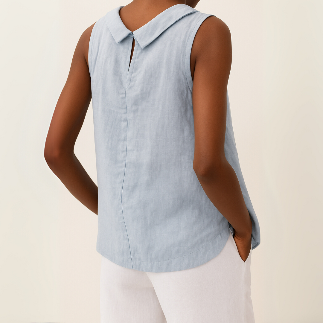 Maria Collection | Women's Tank Top with Flattering Rolled Collar | Effortless Summer Style 3