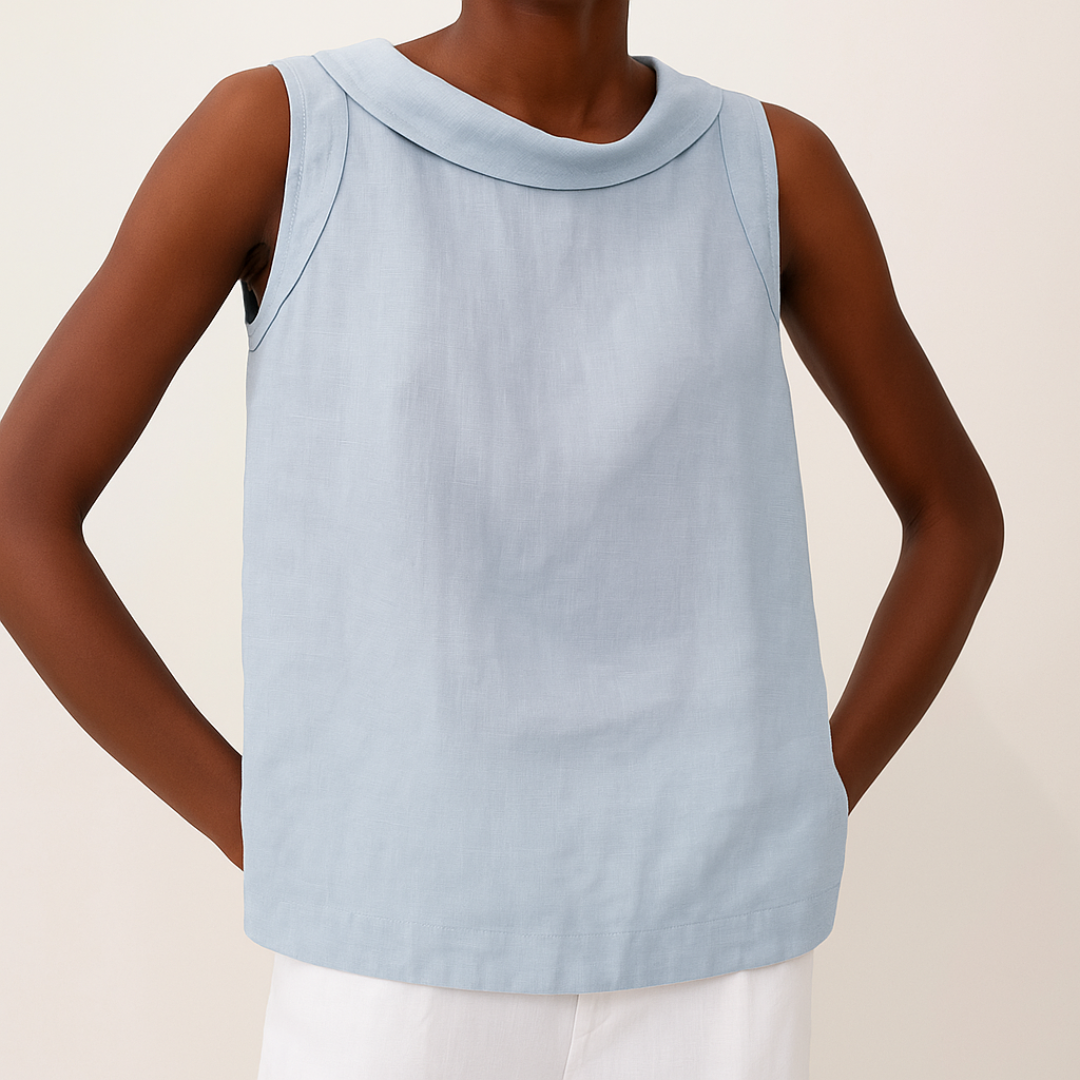 Maria Collection | Women's Tank Top with Flattering Rolled Collar | Effortless Summer Style 4