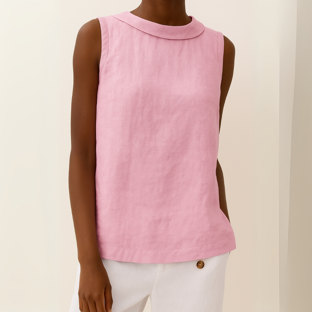 Maria Collection | Women's Tank Top with Flattering Rolled Collar | Effortless Summer Style 6