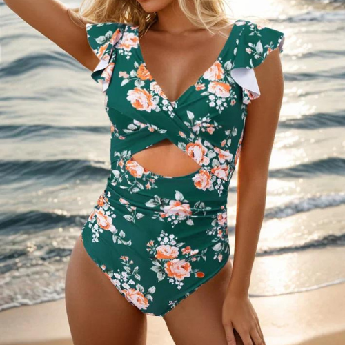 Maxine Collection | Black One Piece Swimsuit with Tummy Control | Elegant Criss-Cross Design for Enhanced Curves 1