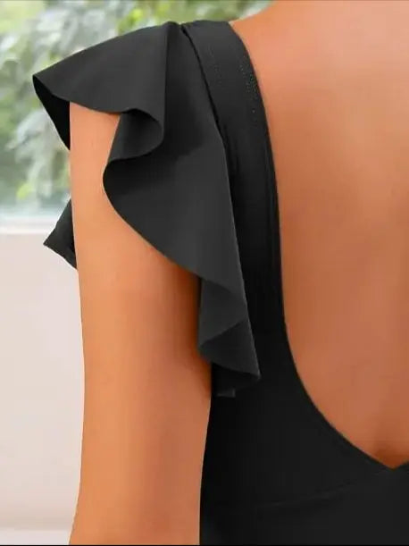 Maxine Collection | Black One Piece Swimsuit with Tummy Control | Elegant Criss-Cross Design for Enhanced Curves 5