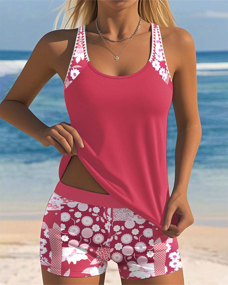 Melanie Collection | Floral Tankini Swimsuit with Adjustable Straps | Comfortable Fit for Poolside Relaxation 0
