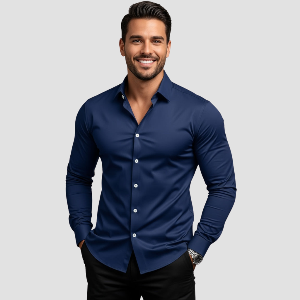 Men's Stretch Non-Iron Dress Shirt in Modern Fit for Comfort and Style 4