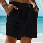 Men's Summer Linen Shorts with Button Closure and Side Pockets 1