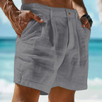 Men's Summer Linen Shorts with Button Closure and Side Pockets 3