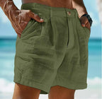 Men's Summer Linen Shorts with Button Closure and Side Pockets 4