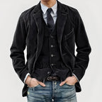 Men's Tailored Vintage Two-Piece Suit Set with Jacket and Vest 1