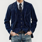 Men's Tailored Vintage Two-Piece Suit Set with Jacket and Vest 2