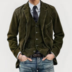 Men's Tailored Vintage Two-Piece Suit Set with Jacket and Vest 3