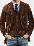Men's Tailored Vintage Two-Piece Suit Set with Jacket and Vest 4