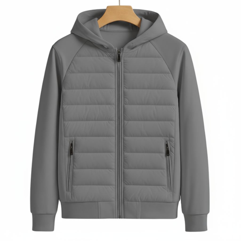 Men's Urban Quilted Jacket with Lined Hood and Zipped Pockets for Transitional Seasons 7