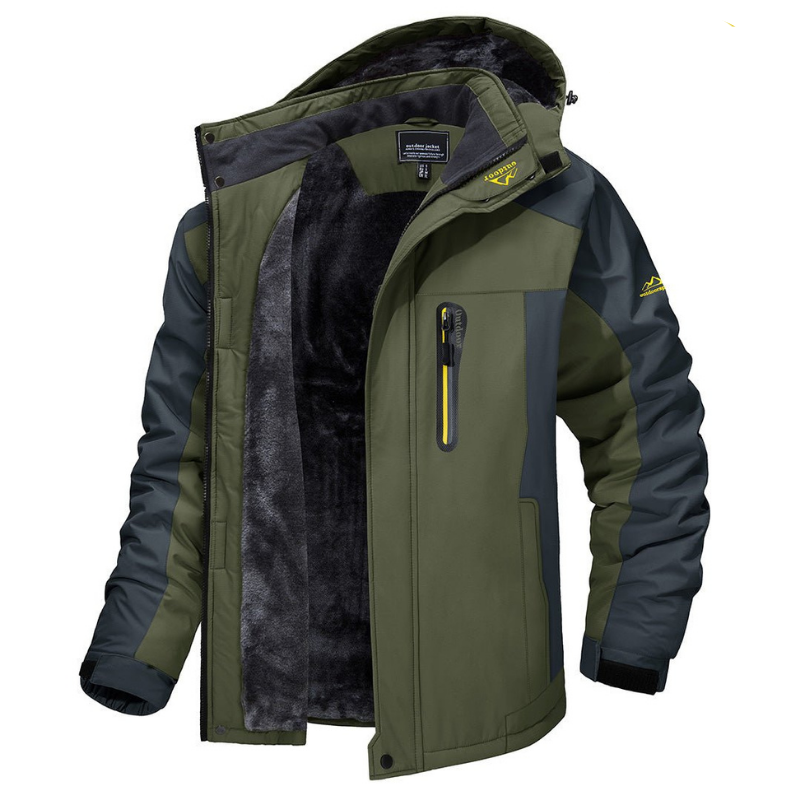 Men's Waterproof Winter Jacket with Fleece Lining and Adjustable Hood 0