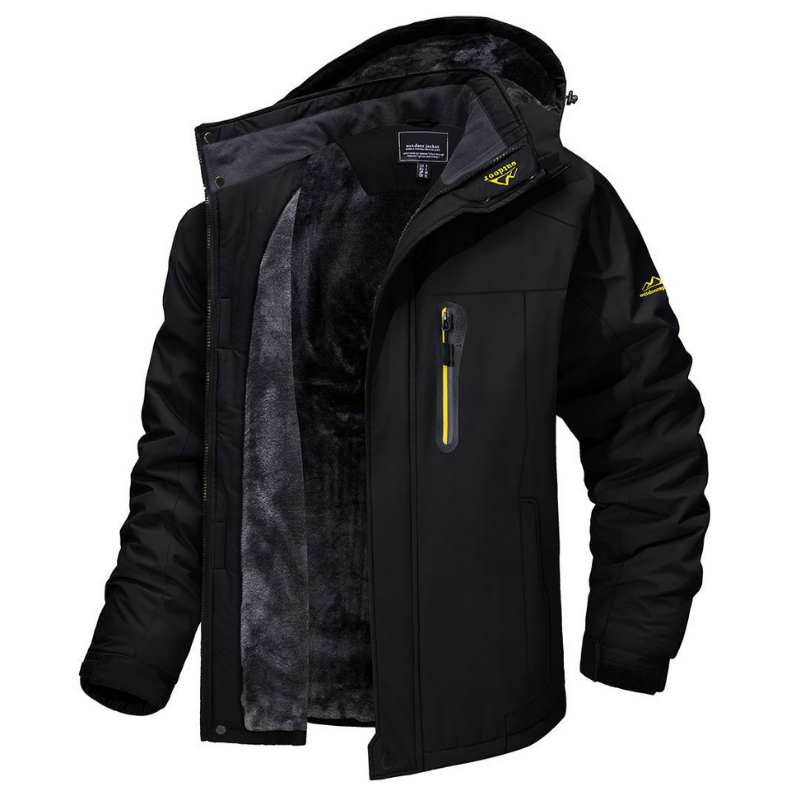 Men's Waterproof Winter Jacket with Fleece Lining and Adjustable Hood 1