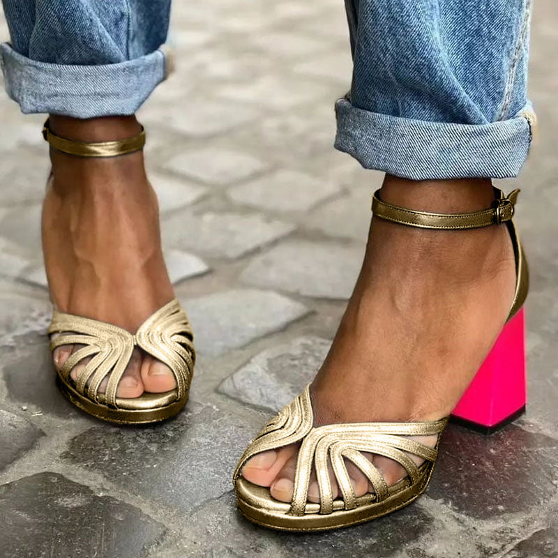 Milviana | Classic Sandals for Women with Ankle Strap & Block Heel | Elegant Wedding Shoes for Effortless Style 0