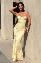 Nefertiti Collection | Floral Maxi Dress with Underwired Cups | Elegant Fit for Special Occasions