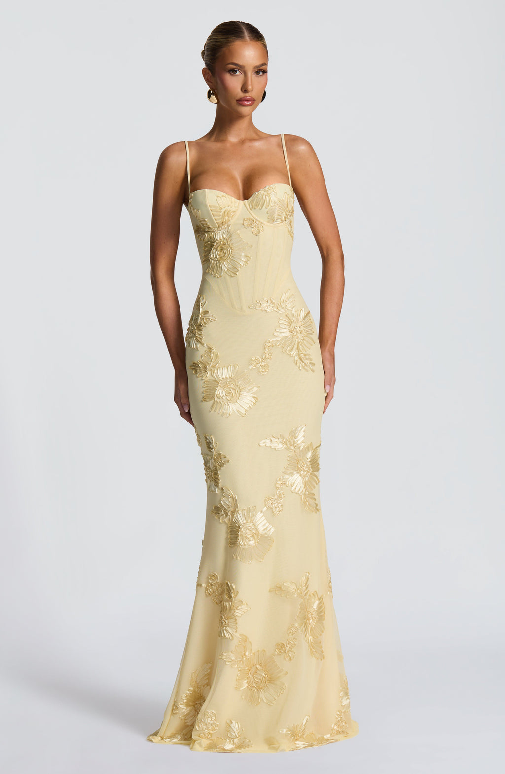Nefertiti Collection | Floral Maxi Dress with Underwired Cups | Elegant Fit for Special Occasions