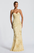 Nefertiti Collection | Floral Maxi Dress with Underwired Cups | Elegant Fit for Special Occasions