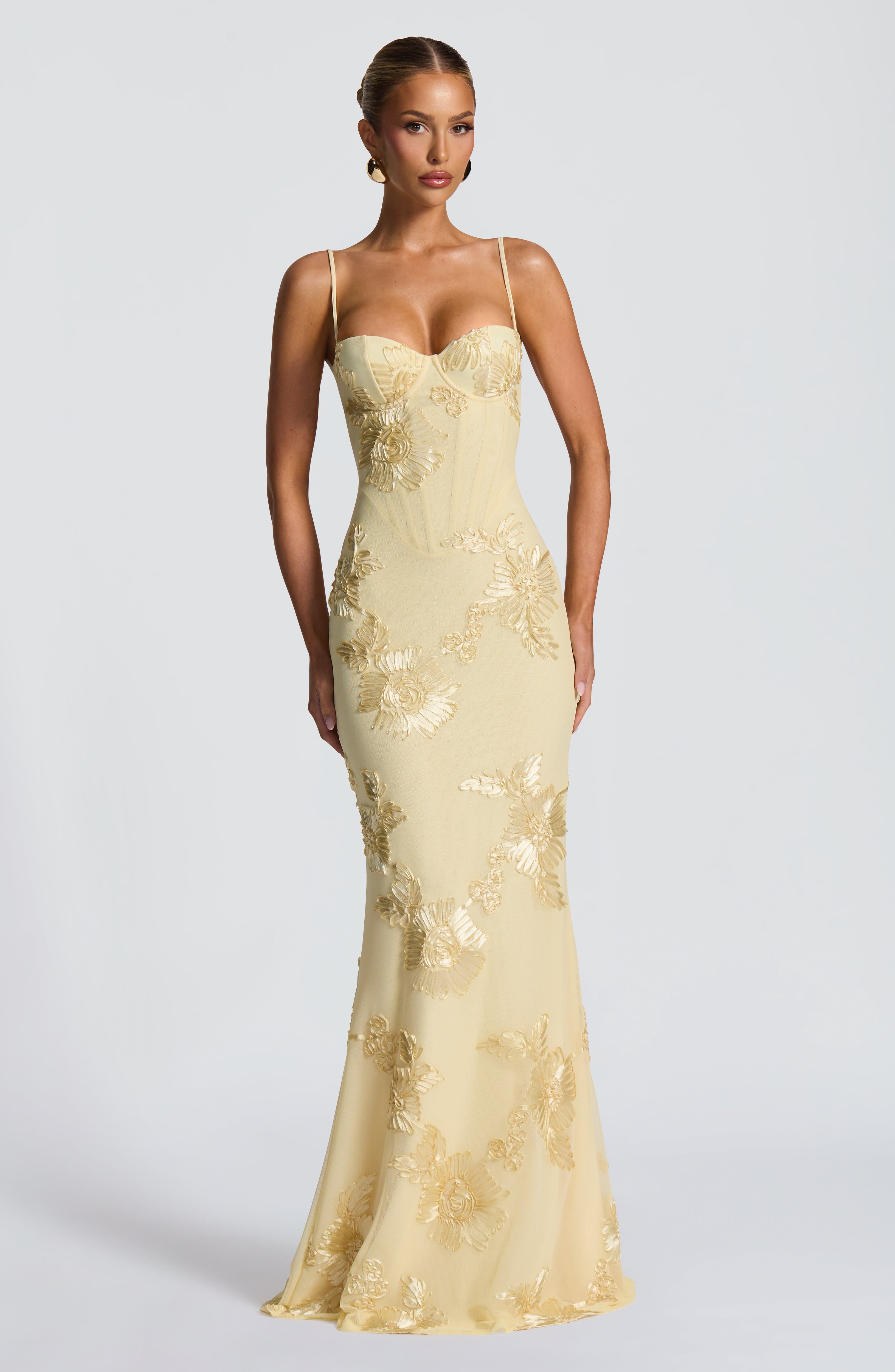Nefertiti Collection | Floral Maxi Dress with Underwired Cups | Elegant Fit for Special Occasions