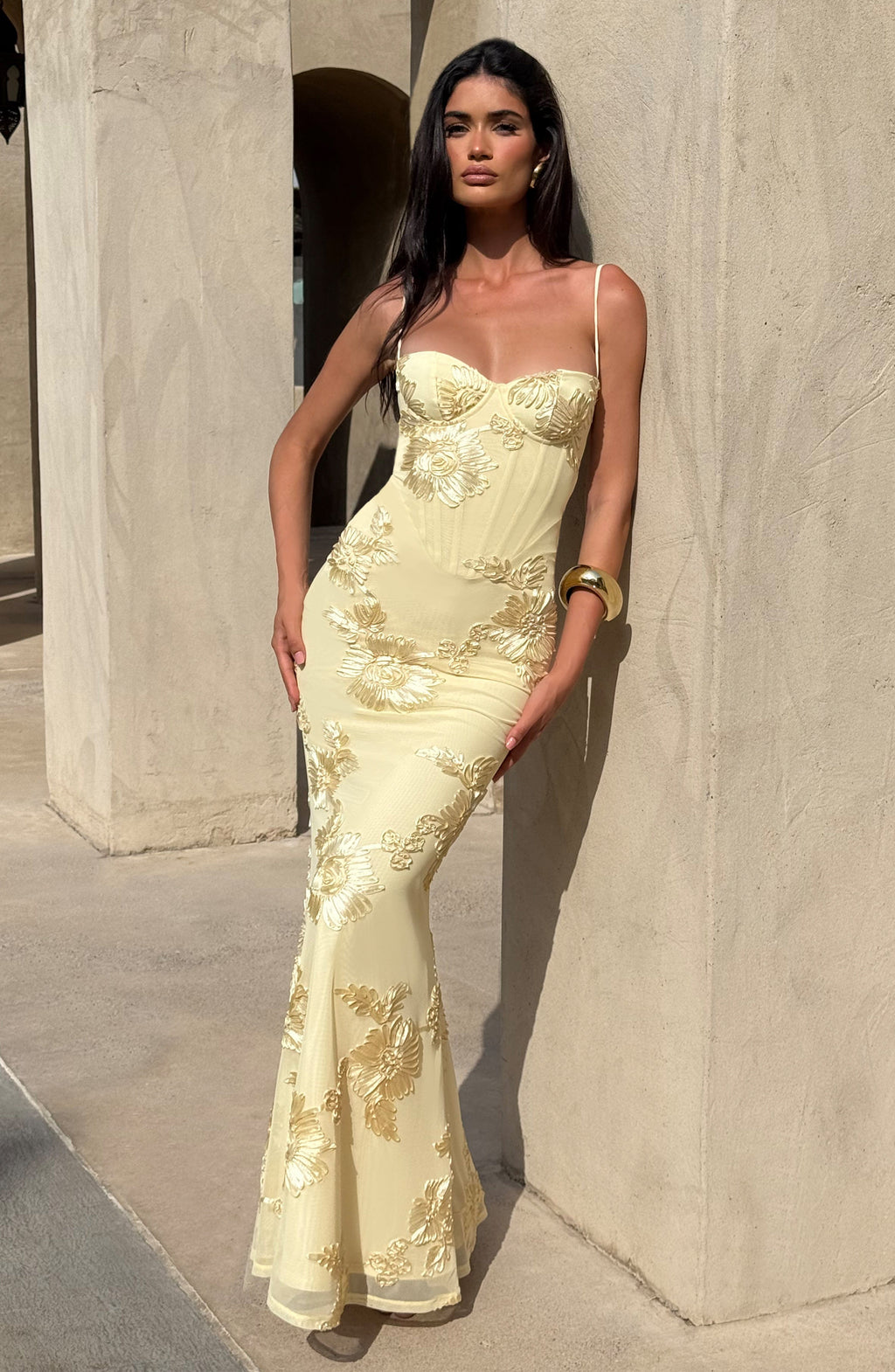 Nefertiti Collection | Floral Maxi Dress with Underwired Cups | Elegant Fit for Special Occasions
