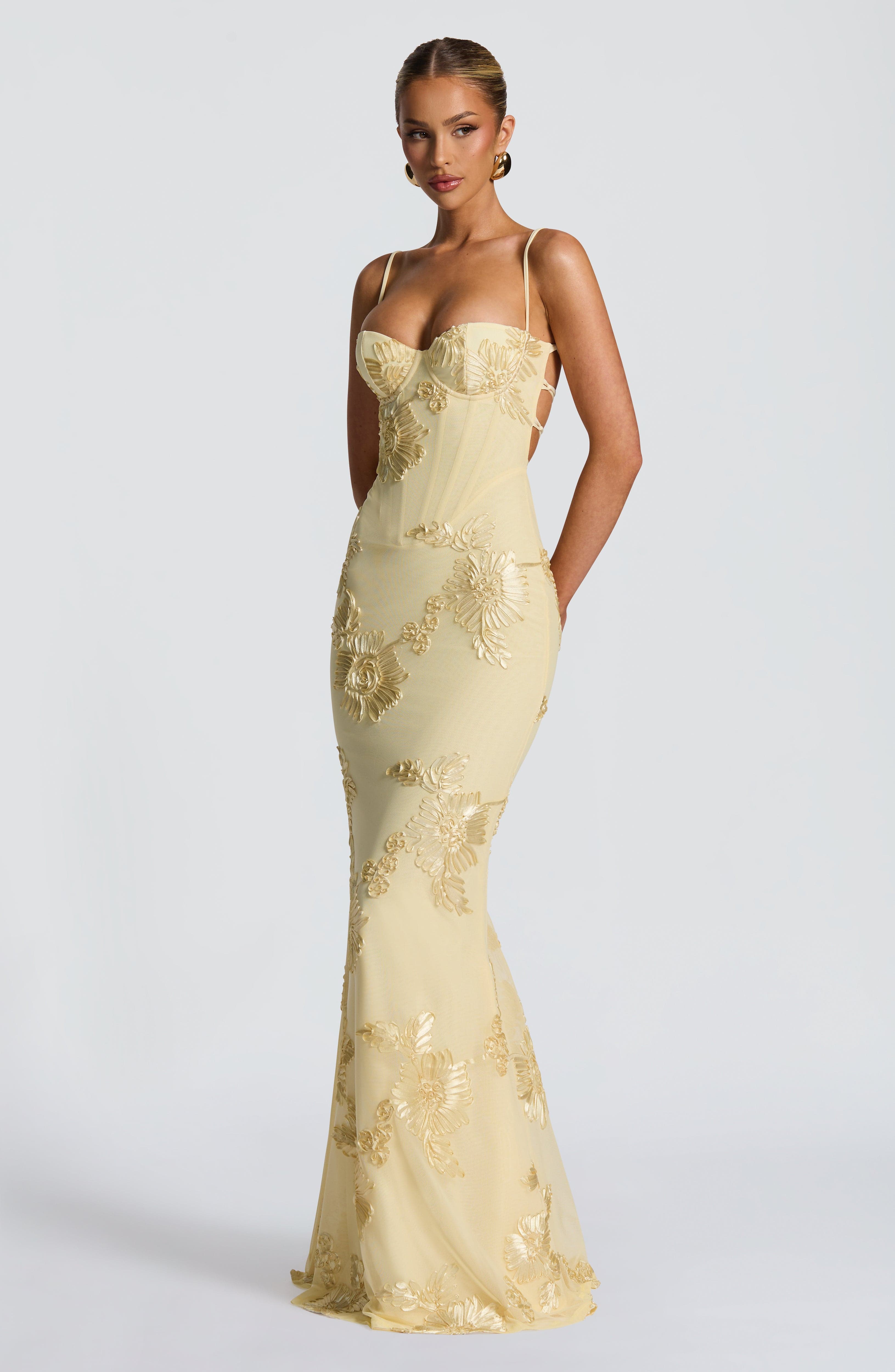 Nefertiti Collection | Floral Maxi Dress with Underwired Cups | Elegant Fit for Special Occasions