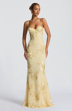 Nefertiti Collection | Floral Maxi Dress with Underwired Cups | Elegant Fit for Special Occasions