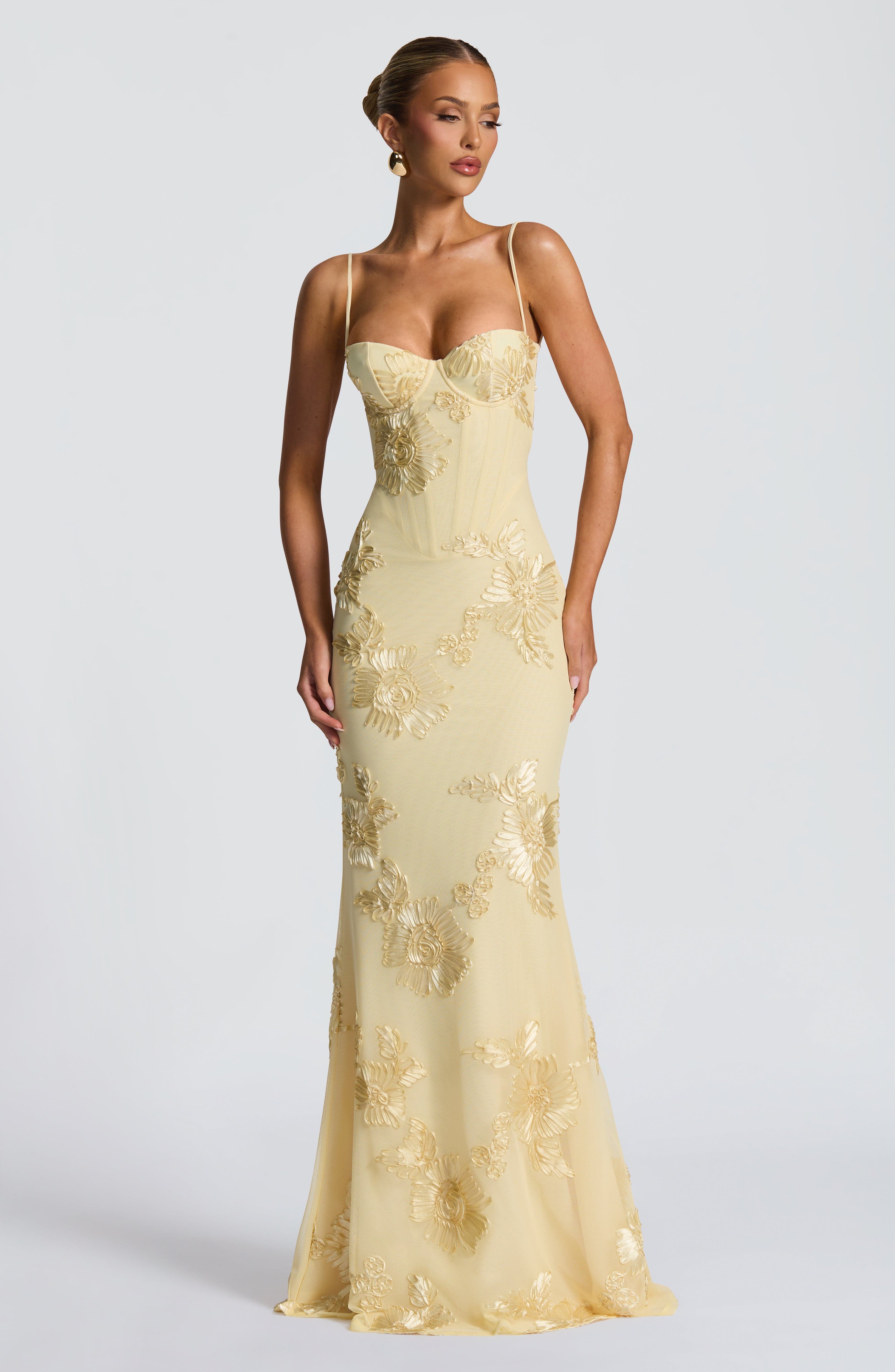 Nefertiti Collection | Floral Maxi Dress with Underwired Cups | Elegant Fit for Special Occasions