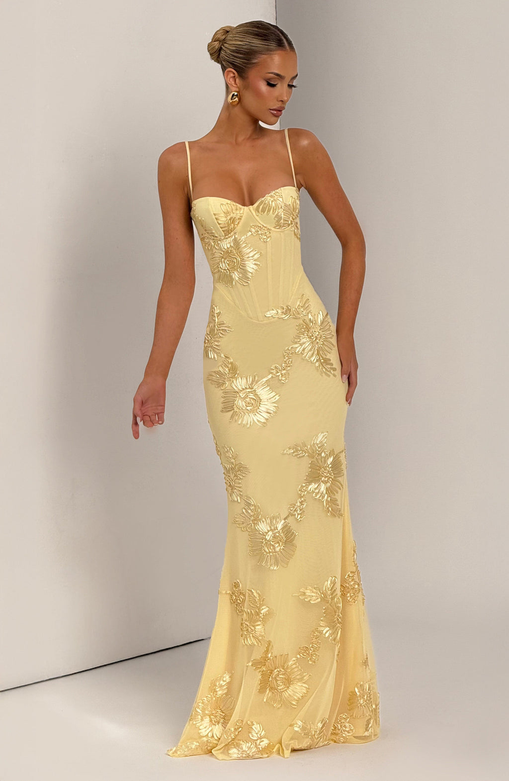 Nefertiti Collection | Floral Maxi Dress with Underwired Cups | Elegant Fit for Special Occasions