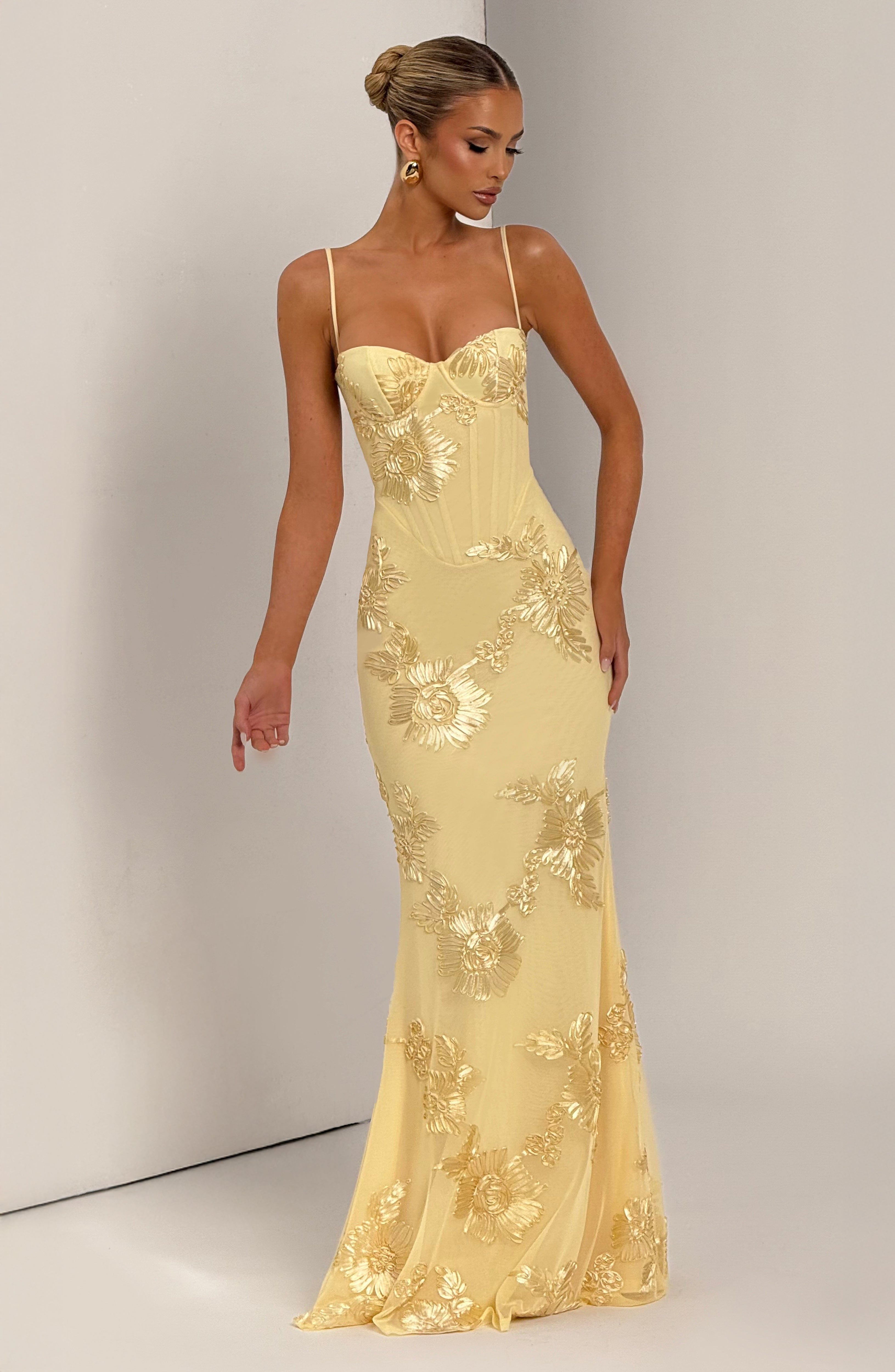 Nefertiti Collection | Floral Maxi Dress with Underwired Cups | Elegant Fit for Special Occasions