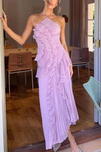 Ocean Dream | Floral Maxi Dress with Tie-Back Neckline & Ruffled Details | Flattering Silhouette for Elegant Occasions 0