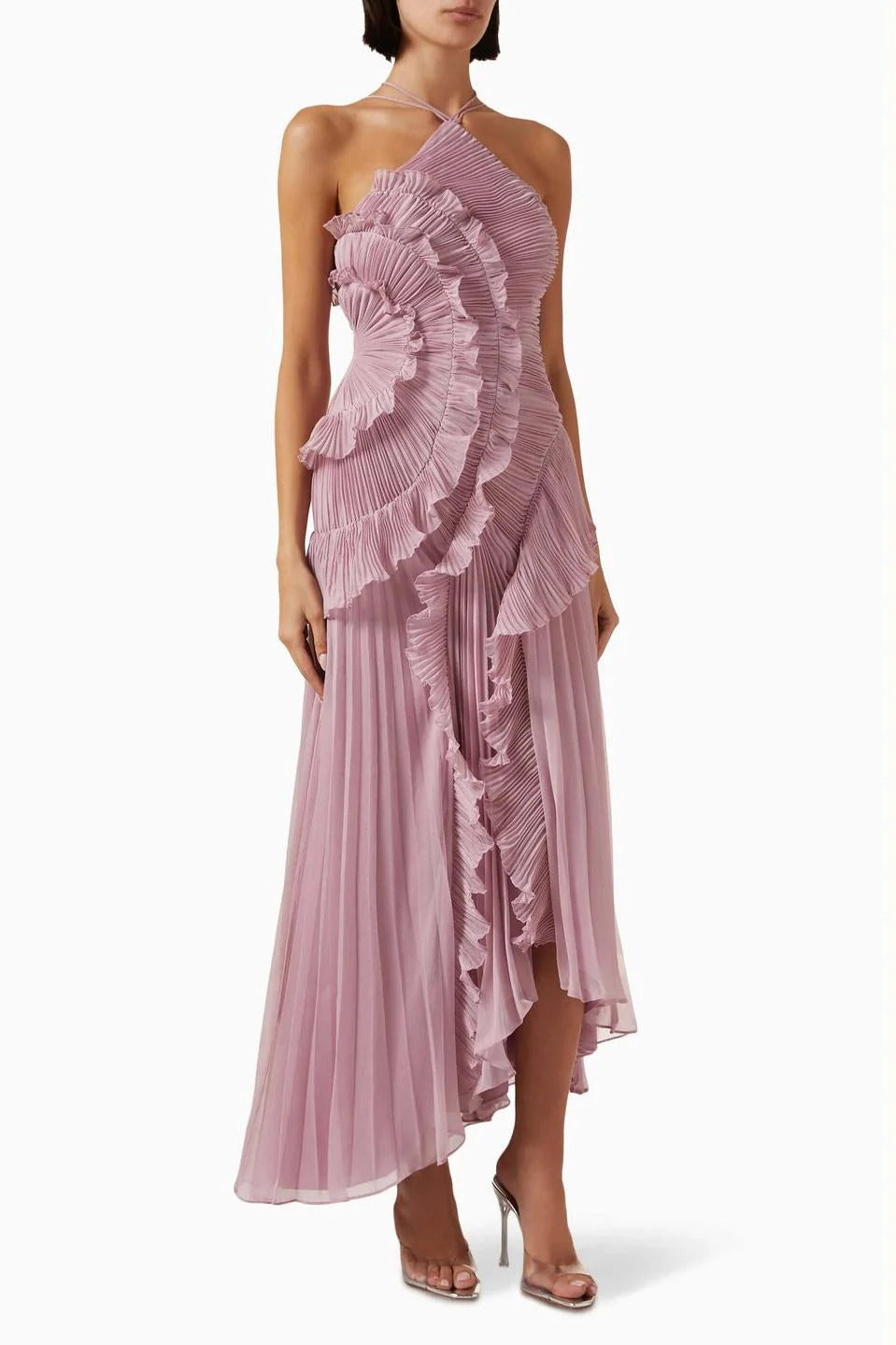 Ocean Dream | Floral Maxi Dress with Tie-Back Neckline & Ruffled Details | Flattering Silhouette for Elegant Occasions 10
