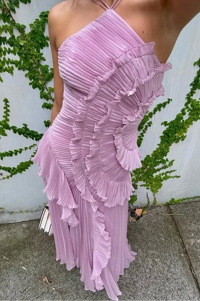 Ocean Dream | Floral Maxi Dress with Tie-Back Neckline & Ruffled Details | Flattering Silhouette for Elegant Occasions 4