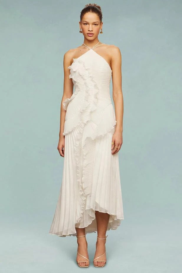 Ocean Dream | Floral Maxi Dress with Tie-Back Neckline & Ruffled Details | Flattering Silhouette for Elegant Occasions 5