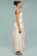 Ocean Dream | Floral Maxi Dress with Tie-Back Neckline & Ruffled Details | Flattering Silhouette for Elegant Occasions 6