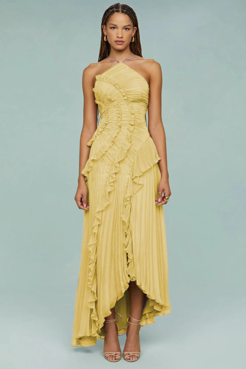 Ocean Dream | Floral Maxi Dress with Tie-Back Neckline & Ruffled Details | Flattering Silhouette for Elegant Occasions 9