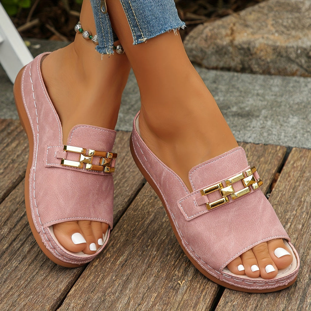 Opal Collection | Women's Sandals with Cushioned Footbed & Gold-Link Accents | Stylish Comfort for Everyday Wear 1