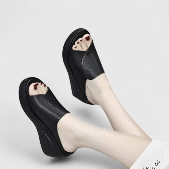 Orthopedic Wedge Sandals for Women with Cushioned Support | Black Wedge Heels for All-Day Comfort 0