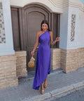 Peony Collection | Women's Cocktail Dress with One Shoulder Design | Elegant Midi Dress for Special Evenings 0