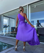 Peony Collection | Women's Cocktail Dress with One Shoulder Design | Elegant Midi Dress for Special Evenings 4