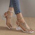 Serene Collection | Women's Block Heel Sandals with Rhinestone Accents | Elegant Comfort for Dressy Occasions 0