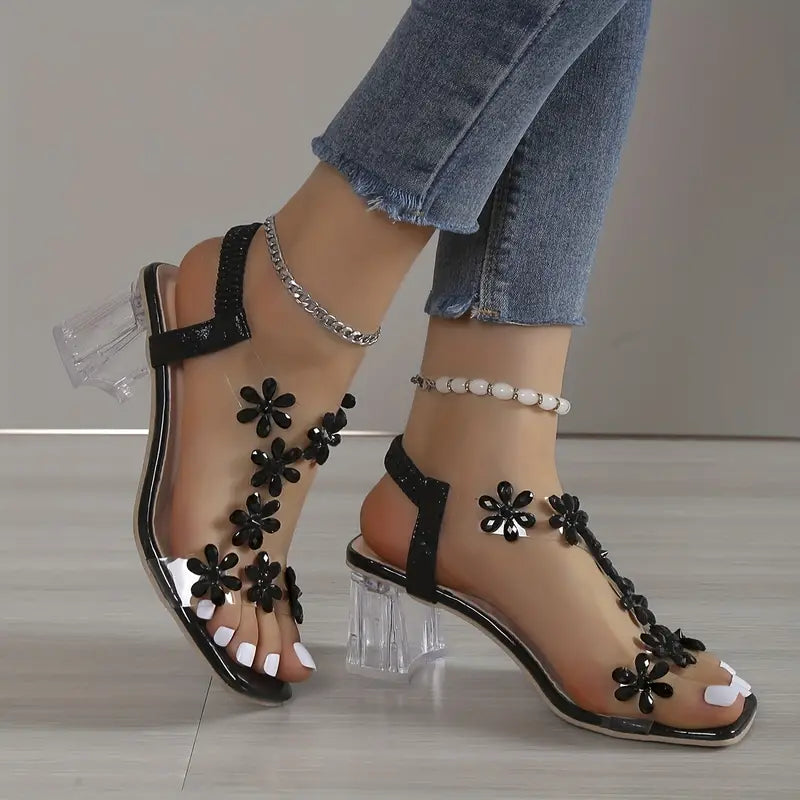 Serene Collection | Women's Block Heel Sandals with Rhinestone Accents | Elegant Comfort for Dressy Occasions 5